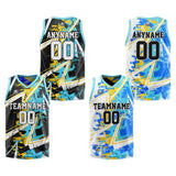 Custom Reversible Basketball Suit for Adults and Kids Personalized Jersey Yellow&Light Blue