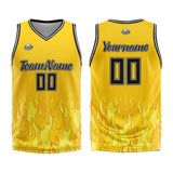 Custom Basketball Jersey Uniform Suit Printed Your Logo Name Number Flame&Yellow