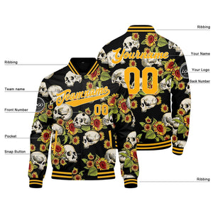 Custom  Sunflower Varsity Jacket for Men Women and Youth with Personalized Letterman Jacket