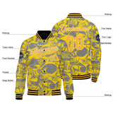 Custom yellow gray Varsity Jacket for Men Women and Youth with Personalized Letterman Jacket