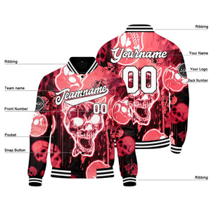 Custom Blurred bones&Red Varsity Jacket for Men Women and Youth with Personalized Letterman Jacket