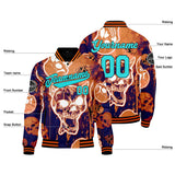 Custom Blurred Skeleton & Orange Varsity Jacket for Men Women and Youth with Personalized Letterman Jacket