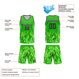 Custom Basketball Jersey Uniform Suit Printed Your Logo Name Number Flame&Green