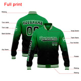 Custom Gradient Varsity Jacket Letterman jacket for Men, Women and Youth Green Black