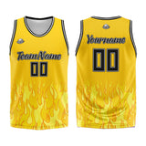 Custom Basketball Jersey Uniform Suit Printed Your Logo Name Number Flame&Yellow