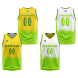 Custom Reversible Basketball Suit for Adults and Kids Personalized Jersey White-Neon Green