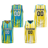 Custom Reversible Basketball Suit for Adults and Kids Personalized Jersey Light Blue&Yellow