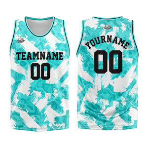 Custom Basketball Jersey Uniform Suit Printed Your Logo Name Number Aqua&White