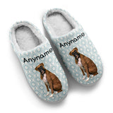 Custom Your Own Personalized Cotton Slippers for Dog Cat Lover Add Any Text Photoes Grayish blue