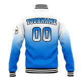 Custom Gradient Varsity Jacket Letterman jacket for Men, Women and Youth White Blue