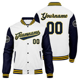 Custom Varsity Jacket Letterman jacket for Men, Women and Youth Marine Weiß Gelb