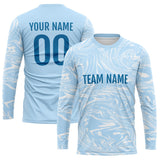 Custom Basketball Soccer Football Shooting Long T-Shirt for Adults and Kids Light Blue-White