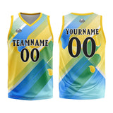 Custom Basketball Jersey Uniform Suit Printed Your Logo Name Number Yellow&Blue