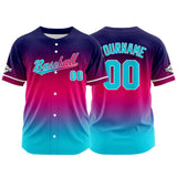 Custom Full Print Design Baseball Jersey light blue-red-navy