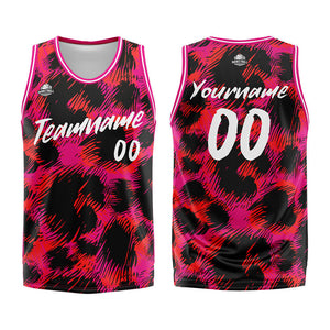 Custom Basketball Jersey Uniform Suit Printed Your Logo Name Number Leopard Print&Pink