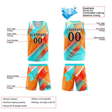 Custom Basketball Jersey Uniform Suit Printed Your Logo Name Number Aqua&Orange