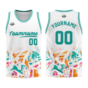 Custom Basketball Jersey Uniform Suit Printed Your Logo Name Number White&Aqua