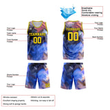 Custom Basketball Jersey Uniform Suit Printed Your Logo Name Number Yellow&Blue