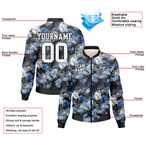 Custom Long Sleeve Windbreaker Jackets Uniform Printed Your Logo Name Number Blue Flower