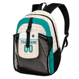 Customize Orange Teal Sports Backpacks Featuring Personalized Names, Numbers and Logos