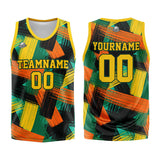 Custom Basketball Jersey Uniform Suit Printed Your Logo Name Number Grid&Yellow&Green