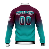 Custom Gradient Varsity Jacket Letterman jacket for Men, Women and Youth Burgundy Teal