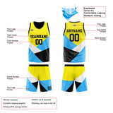 Custom Reversible Basketball Suit for Adults and Kids Personalized Jersey Yellow&Blue