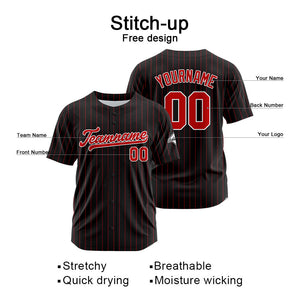 Custom Baseball Jersey Stitched Design Personalized Hip Hop Baseball Shirts Black-Red