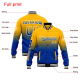 Custom Gradient Varsity Jacket Letterman jacket for Men, Women and Youth Yellow Blue