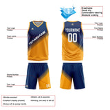 Custom Reversible Basketball Suit for Adults and Kids Personalized Jersey Navy&Yellow