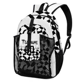 Customize White Black Sports Backpacks Featuring Personalized Names, Numbers and Logos