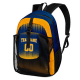 Customize Navy Orange Sports Backpacks Featuring Personalized Names, Numbers and Logos