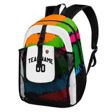 Customize White Green Orange Sports Backpacks Featuring Personalized Names, Numbers and Logos