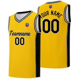 Custom basketball jersey shorts for men and women. Embroidered and printed name, number and logo Yellow