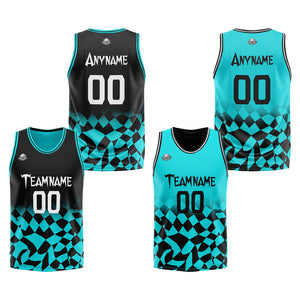 Custom Reversible Basketball Suit for Adults and Kids Personalized Jersey Black&Teal