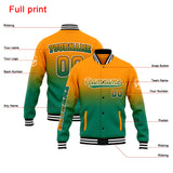 Custom Gradient Varsity Jacket Letterman jacket for Men, Women and Youth Orange Green