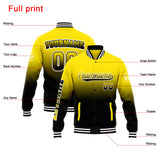 Custom Gradient Varsity Jacket Letterman jacket for Men, Women and Youth Yellow Black