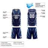 Custom Triangle  Dark Blue Reversible Basketball Suit for Adults and Kids Personalized Jersey