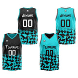 Custom Reversible Basketball Suit for Adults and Kids Personalized Jersey Black&Teal