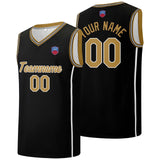 Custom basketball jersey shorts for men and women. Embroidered and printed name, number and logo Black