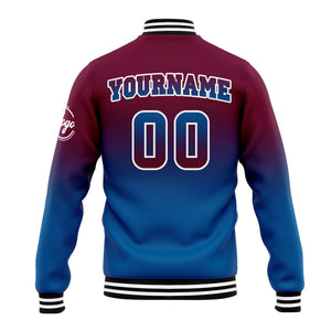 Custom Gradient Varsity Jacket Letterman jacket for Men, Women and Youth Burgundy Blue