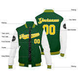 Custom Varsity Jacket Letterman jacket for Men, Women and Youth Green Yellow White