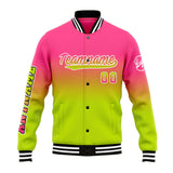 Custom Gradient Varsity Jacket Letterman jacket for Men, Women and Youth Pink Chartreuse