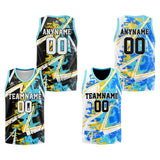 Custom Reversible Basketball Suit for Adults and Kids Personalized Jersey Yellow&Light Blue