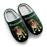 Custom Your Own Personalized Cotton Slippers for Dog Cat Lover Add Any Text Photoes Green Diamond