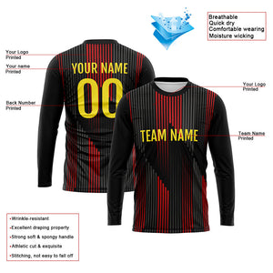 Custom Basketball Soccer Football Shooting Long T-Shirt for Adults and Kids Black-Red