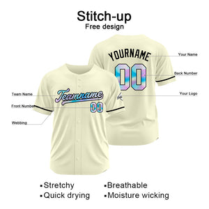 Custom Cream Baseball Jersey Stitched Design Personalized Hip Hop Baseball Shirts