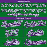 Custom Baseball Jersey Stitched Design Personalized Hip Hop Baseball Shirts Kelly Green-Purple