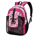 Customize Pink Sports Backpacks Featuring Personalized Names, Numbers and Logos