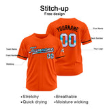 Custom Orange Baseball Jersey Stitched Design Personalized Hip Hop Baseball Shirts